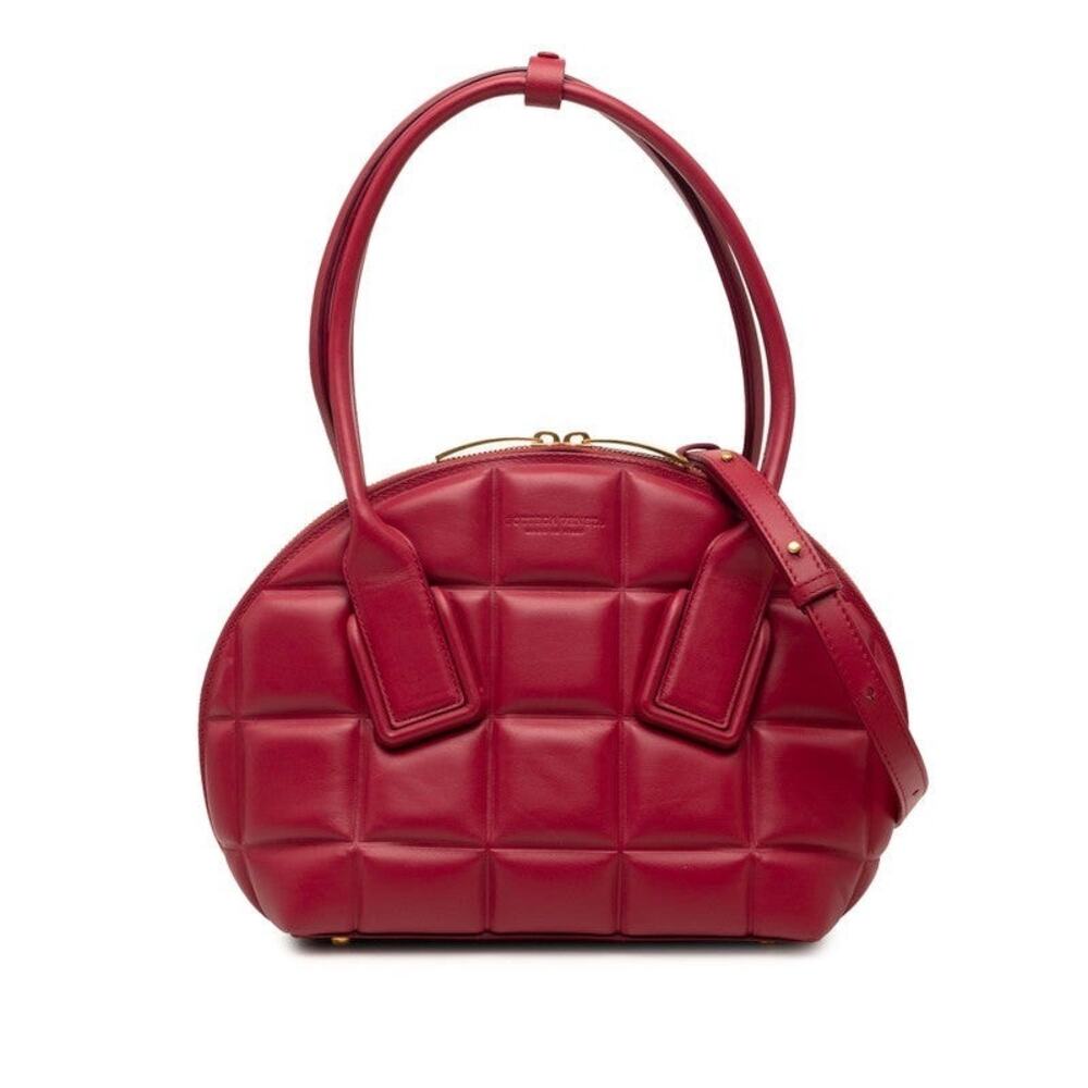 Bottega Veneta The Swoop Leather Handbag Red